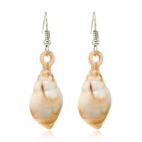 Earring Jewelry, Plastic, with Iron, Conch, silver color plated, for woman, 49x15mm, Sold By Pair