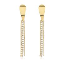 Fashion Fringe Earrings, Brass, gold color plated, for woman & with rhinestone, golden, nickel, lead & cadmium free, 73x10mm, Sold By Pair