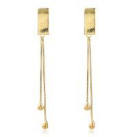 Fashion Fringe Earrings, Brass, gold color plated, for woman, golden, nickel, lead & cadmium free, 72x6.50mm, Sold By Pair