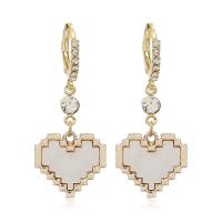 Rhinestone Earring Brass with Zinc Alloy Heart gold color plated for woman & with rhinestone golden nickel lead & cadmium free Sold By Pair