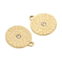 Stainless Steel Pendants 304 Stainless Steel gold color plated DIY & micro pave cubic zirconia golden 17.50mm Sold By Bag