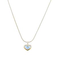 Titanium Steel Necklace, with White Shell, with 5cm extender chain, Heart, Vacuum Ion Plating, fashion jewelry & for woman, more colors for choice, 11.30x9mm, Length:40 cm, Sold By PC