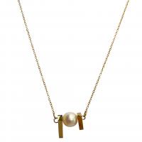Titanstahl Halskette, mit Natürliche kultivierte Süßwasserperlen, mit Verlängerungskettchen von 5cm, Modeschmuck & für Frau, keine, 13.10x12.90mm, Länge 41 cm, verkauft von PC