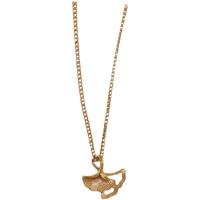 Titanstahl Halskette, mit Verlängerungskettchen von 5cm, Ginkgo-Blatt, Modeschmuck & verschiedene Stile für Wahl & für Frau, goldfarben, 17x16.20mm, Länge:39.7 cm, verkauft von PC