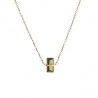 Titanstahl Halskette, mit kubischer Zirkonia, mit Verlängerungskettchen von 5cm, Rechteck, Modeschmuck & für Frau, keine, 7.90x9.80mm, Länge 40.8 cm, verkauft von PC