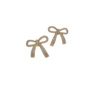 Cubic Zirconia Micro Pave Brass Earring, Bowknot, gold color plated, fashion jewelry & micro pave cubic zirconia & for woman, golden, nickel, lead & cadmium free, 19.80x28.40mm, Sold By Pair