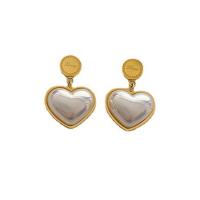 Titanium Steel  Earring, with Resin, Heart, Vacuum Ion Plating, fashion jewelry & for woman, 16.10x13.70mm, Sold By Pair