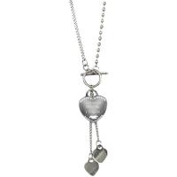 Titanium Steel Necklace Heart polished fashion jewelry & for woman silver color Length 67 cm Sold By PC