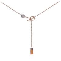 Titanstahl Halskette, mit Weiße Muschel, mit Verlängerungskettchen von 5cm, Herz, Modeschmuck & für Frau, Roségold, 10.30x8.50mm, Länge:41 cm, verkauft von PC