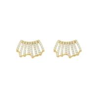 Cubic Zirconia Micro Pave Brass Earring gold color plated fashion jewelry & micro pave cubic zirconia & for woman golden nickel lead & cadmium free Sold By PC