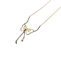 Collier d'acier titane, avec 5cm chaînes de rallonge, Noeud papillon, bijoux de mode & pour femme, doré, 22x13.20mm, Longueur 41.5 cm, Vendu par PC