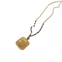 Titanstahl Halskette, mit Verlängerungskettchen von 5cm, Quadrat, Modeschmuck & für Frau, goldfarben, 17.80x20mm, Länge:38.7 cm, verkauft von PC