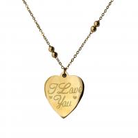 Titanium Steel Necklace, with 5cm extender chain, Heart, Vacuum Ion Plating, fashion jewelry & for woman, golden, 18.60x20.40mm, Length:44.8 cm, Sold By PC