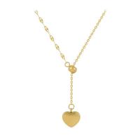 Titanium Steel Necklace, with 5cm extender chain, Heart, Vacuum Ion Plating, fashion jewelry & for woman, golden, 10.10x11.40mm, Length:41.3 cm, Sold By PC