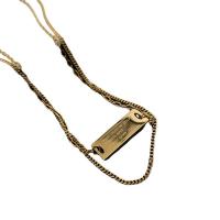 Multi Layer Necklace, Titanium Steel, with 5cm extender chain, Rectangle, Vacuum Ion Plating, Double Layer & fashion jewelry & for woman, golden, 25.40x9.20mm, Length:40 cm, 42 cm, Sold By PC