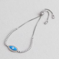 Evil Eye šperky náramek, Mosaz, oko, skutečný pozlacené, micro vydláždit kubické zirkony & pro ženy & smalt, více barev na výběr, 17x9.20mm, Prodáno By PC