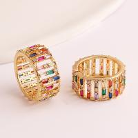 Cubic Zirconia Micro Pave Brass Ring real gold plated Adjustable & micro pave cubic zirconia & for woman multi-colored Sold By PC