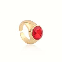 Brass Finger Ring, real gold plated, Adjustable & for woman, more colors for choice, 23mm, Sold By PC