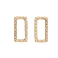 Cubic Zirconia Micro Pave Brass Earring, Rectangle, real gold plated, micro pave cubic zirconia & for woman, more colors for choice, 28x14.80mm, Sold By Pair