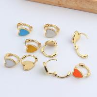 Brass Huggie Hoop Earring, Heart, real gold plated, for woman & enamel, more colors for choice, 15mm, Sold By Pair