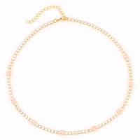 Cubic Zircon Micro Pave Brass Necklace, real gold plated, micro pave cubic zirconia & for woman, more colors for choice, Length:40 cm, Sold By PC