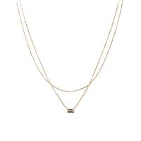 Multi Layer Necklace Titanium Steel with 1.97inch extender chain Geometrical Pattern real gold plated Double Layer & micro pave cubic zirconia & for woman Length Approx 15.7 Inch Approx 17.7 Inch Sold By PC