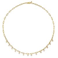 Stainless Steel Jewelry Necklace, 304 Stainless Steel, with 1.97inch extender chain, real gold plated, micro pave cubic zirconia & for woman, Length:Approx 15 Inch, Sold By PC