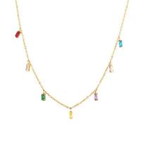 Edelstahl Schmuck Halskette, 304 Edelstahl, Geometrisches Muster, 18 K vergoldet, Micro pave Zirkonia & für Frau, keine, verkauft von PC