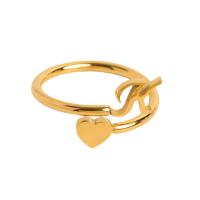 Stainless Steel Finger Ring 304 Stainless Steel Alphabet Letter 18K gold plated adjustable & for woman US Ring Sold By PC