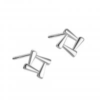 925 Sterling Silver Stud Earrings, platinum color plated, for woman & hollow, 8mm, Sold By Pair