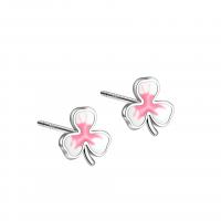 925 Sterling Silver Stud Earrings Flower platinum color plated for woman & epoxy gel 7.80mm Sold By Pair