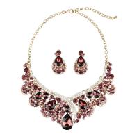 Crystal Jewelry Sets Zinc Alloy with Crystal plated 2 pieces & for woman & with rhinestone Length Approx 18.89 Inch Sold By Set