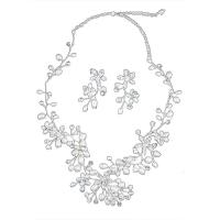 Strass Jewelry Sets, Zink Alloy, med Pearl Shell, plated, 2 stycken & för kvinna & med strass, vit, 20x50mm, Längd Ca 18.89 inch, Säljs av Ställ