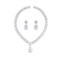 Strass Jewelry Sets, Zink Alloy, platina pläterad, 2 stycken & för kvinna & med strass, 15x35mm, Längd Ca 18.89 inch, Säljs av Ställ