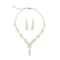 Strass Jewelry Sets, Zink Alloy, med Plast Pearl, guldfärg pläterade, 2 stycken & för kvinna & med strass, 14x65mm, Längd Ca 18.89 inch, Säljs av Ställ