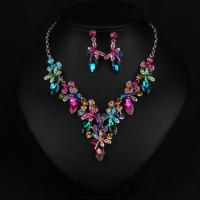 Rhinestone Jewelry Sets Zinc Alloy plated 2 pieces & for woman & with rhinestone 50mm Length Approx 18.89 Inch Sold By Set