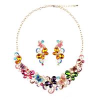 Crystal Jewelry Sets, Tibetan Style, with Crystal, plated, 2 pieces & for woman & with rhinestone, multi-colored, 30x70mm, Length:Approx 18.5 Inch, Sold By Set