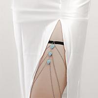 alliage de zinc Chaîne de jambe, avec turquoise, multicouche & pour femme, couleur originale, 42cm,52cm,55cm,62cm, 10PC/lot, Vendu par lot