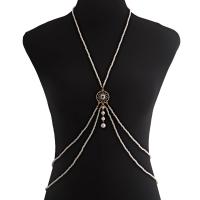 Zinc Alloy borst Chain, met Plastic Pearl, gold plated, multilayer & voor vrouw, 71cm,46cm,52cm, 10pC's/Lot, Verkocht door Lot