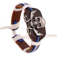 Cowhide Bracelet Full Grain Cowhide Leather with Zinc Alloy Adjustable & fashion jewelry & Unisex 12mm Length Approx 6.69 Inch Sold By PC