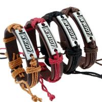 Cowhide Bracelet, Full Grain Cowhide Leather, with Tibetan Style, handmade, Adjustable & fashion jewelry & Unisex, more colors for choice, 12mm, Length:Approx 6.69 Inch, Sold By PC