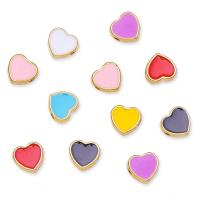 Zinc Alloy Heart Beads gold color plated DIY & enamel nickel lead & cadmium free 8mm Sold By Bag