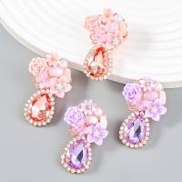 Rhinestone Earring Zinc Alloy with Resin gold color plated fashion jewelry & for woman & with glass rhinestone & with rhinestone Sold By Pair