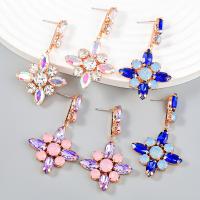 Rhinestone Earring, Tibetan Style, gold color plated, fashion jewelry & for woman & with rhinestone, more colors for choice, 44x28mm, Sold By Pair