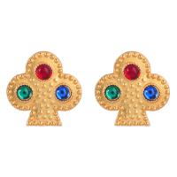 Boucle d'oreille résine, alliage de zinc, avec résine, Placage de couleur d'or, bijoux de mode & pour femme, multicolore, 31x33mm, Vendu par paire