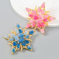 Resin Earring Zinc Alloy with Resin gold color plated fashion jewelry & for woman & with rhinestone Sold By Pair