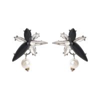 Zinklegierung Ohrringe, mit ABS-Kunststoff-Perlen, plattiert, Modeschmuck & für Frau & mit Strass, keine, 35x30mm, verkauft von Paar