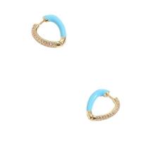 Cubic Zirconia Micro Pave Brass Earring, Heart, fashion jewelry & micro pave cubic zirconia & for woman & enamel, more colors for choice, 16.60mm, Sold By Pair