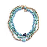 Multi Layer Necklace Zinc Alloy with turquoise with 7 extender chain plated fashion jewelry & multilayer & for woman Sold By Set