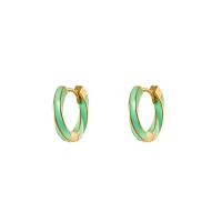 Brass Huggie Hoop Earring, fashion jewelry & for woman & enamel, 18x18mm, Sold By Pair